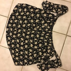 Off shoulder flowy and floral and flirty blouse